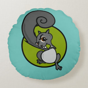COUSSINS RONDS FUNNY CARTOON SQUIRREL ROUND THROW PILLOW