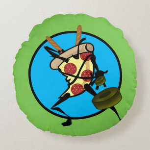 COUSSINS RONDS FUNNY GRAPHIC NINJA PIZZA ROUND THROW PILLOW