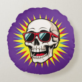 Coussins Ronds **Funny Skull With Sunglasses – Cartoon Laughing S