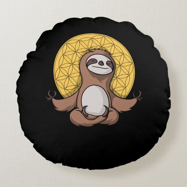 Coussins Ronds Funny Sloth Zen Yoga Méditation Animal (Devant)