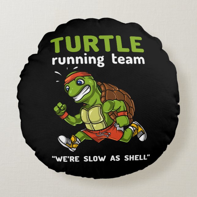 Coussins Ronds Funny Turtle Running Team Cardio Exercice (Devant)