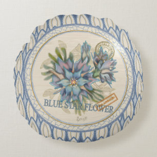 Coussins Ronds G Bureau de création Fleur bleue