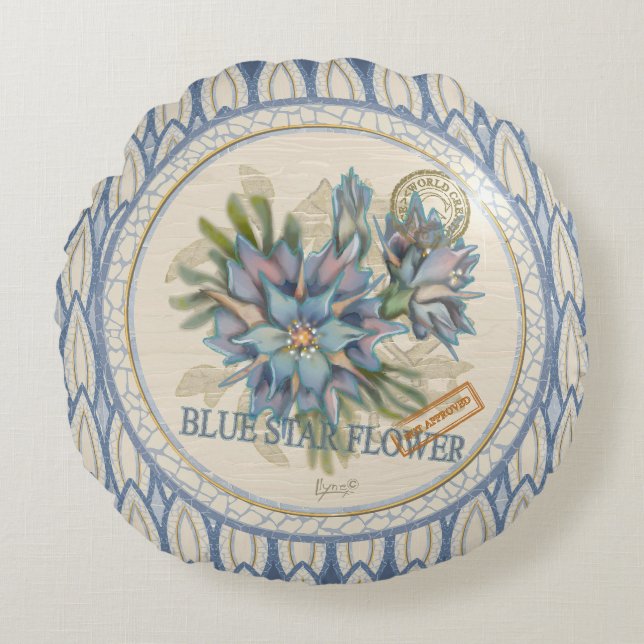 Coussins Ronds G Bureau de création Fleur bleue (Devant)