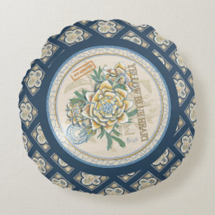 Coussins Ronds G Bureau de la création Fleur jaune