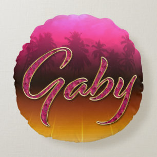 Coussins Ronds Gaby Prénom Golden Pink Oreillers