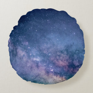 Coussins Ronds Galaxie bleue et violette numérique