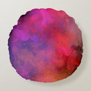 Coussins Ronds Galaxy Paint Splatt, effet rose rouge
