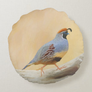 Coussins Ronds Gambrel's Quail Painting Original Bird Art