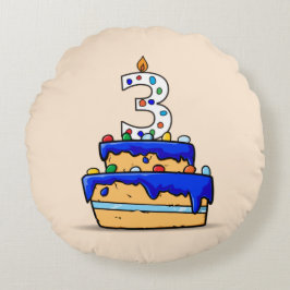 Coussins Ronds Garçon 3e anniversaire, 3 sur Gâteau bleu doux