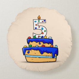 Coussins Ronds Garçon 5e anniversaire, 5 sur Gâteau bleu doux