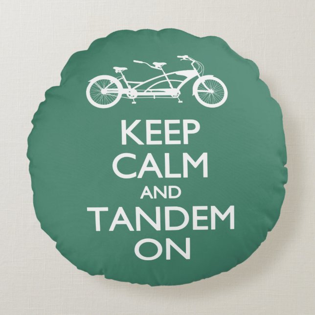 Coussins Ronds Gardez le calme et le tandem dessus (Devant)