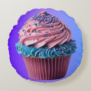 Coussins Ronds Gâteau rose et bleu glacé