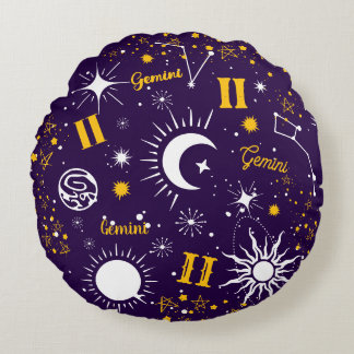 Coussins Ronds Gemini astrologie signe de naissance zodiaque univ
