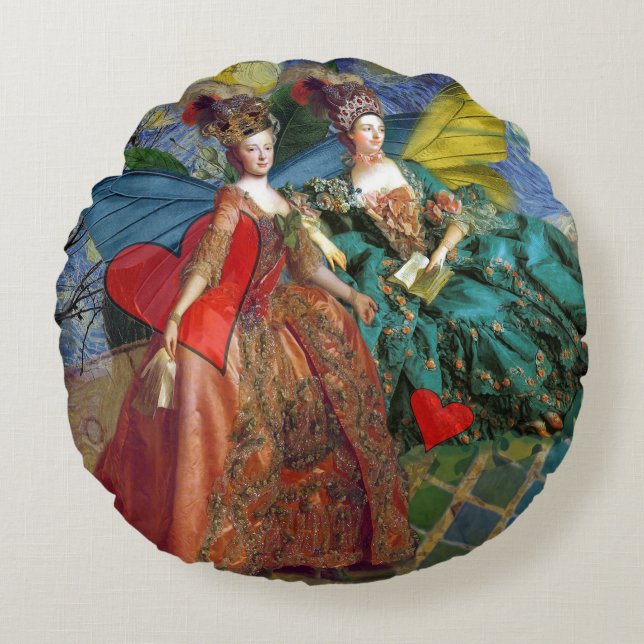 Coussins Ronds Gemini gothique classique femme papillon Whimsical (Devant)