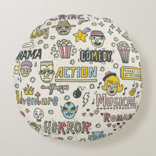 Coussins Ronds Genres de film. Spectacles TV, série Funny Doodle 