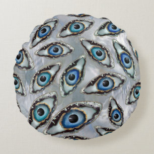 Coussins Ronds Géodes et cristaux Motifs des yeux maléfiques su