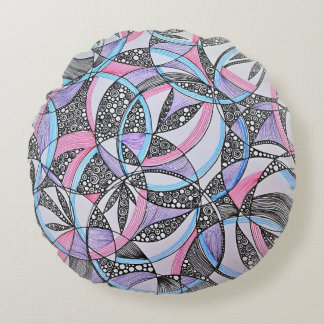 Coussins Ronds Geometric Circles Kaleidoscope Round Pillow
