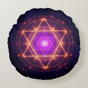 Coussins Ronds Géométrie sacrée Mandala – Lumière au sein du cosm