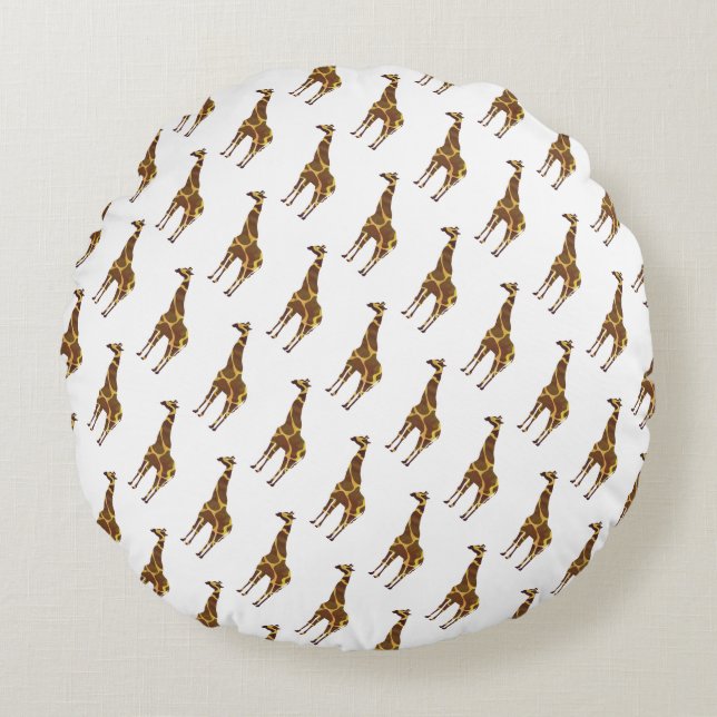 Coussins Ronds Giraffe Brown et jaune Silhouette (Devant)