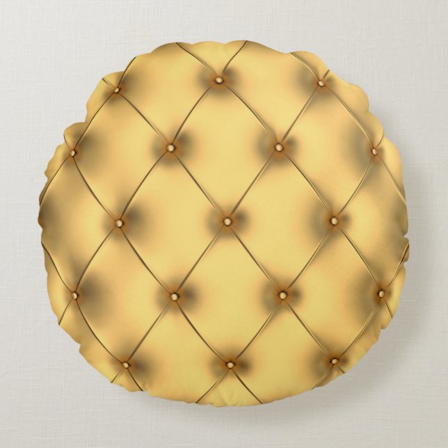 Coussins Ronds Glamour D'Or : Décor Luxueux. (Devant)