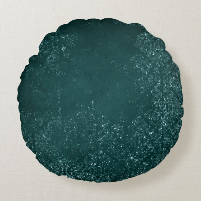 Coussins Ronds Glimmery Turquoise Grunge | Riche verre vert foncé (Devant)