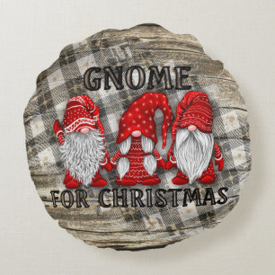 Coussins Ronds Gnome Pour Noël Plaid Rustic Country Farmhouse