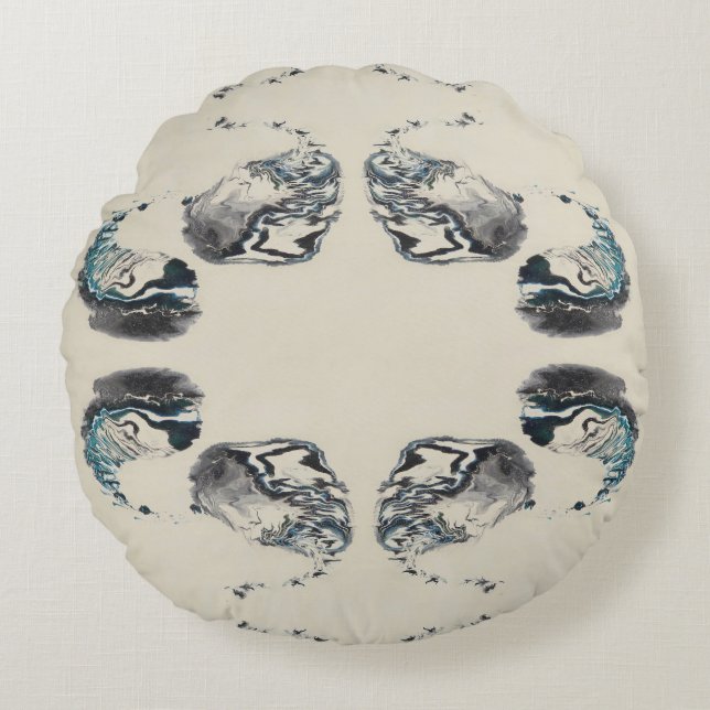 Coussins Ronds Go With the Flow - Acrylic Pouring (Devant)