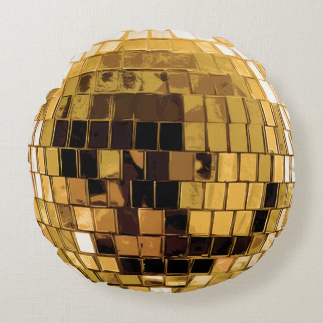 Coussins Ronds Gold Disco Disco Ball (Devant)