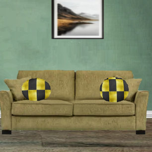 Coussins Ronds Gold-Panneau-Noir-IV
