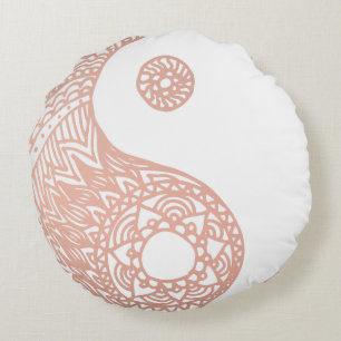 Coussins Ronds Gold Yin Yang Rose