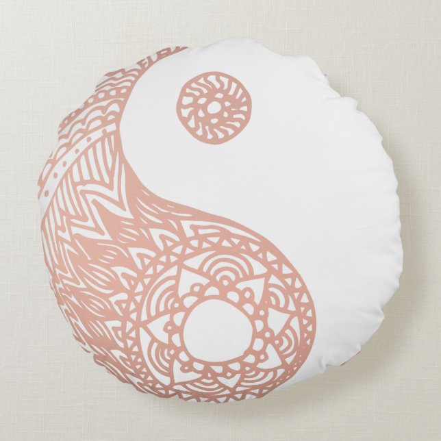 Coussins Ronds Gold Yin Yang Rose (Dos)