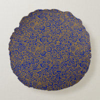 Golden Chinese Auspicious Clouds Motif sur Indigo