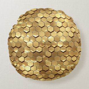 Coussins Ronds Golden Honeycomb 3D Render Texture