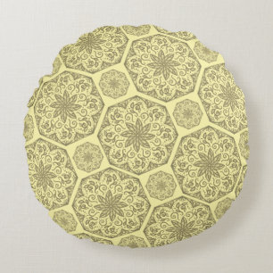 Coussins Ronds Golden Mandala Mosaic Motif Jeu d'oreiller