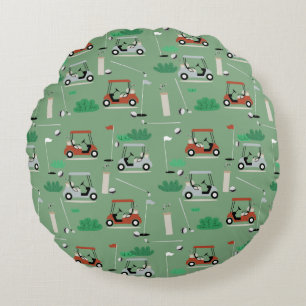 Coussins Ronds Golf Carts Moderne Golfer Golf Thème Motif