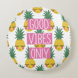 Coussins Ronds Good Vibes Pineapples Motif d'été