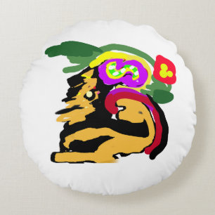 Coussins Ronds Grand Danois et fleurs 