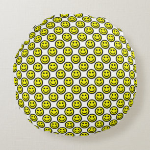 Coussins Ronds Grand Jaune heureux Allover