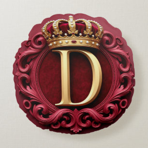Coussins Ronds Grand monogramme D sur velours rouge