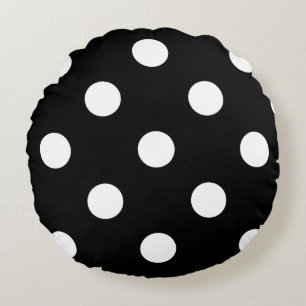 Coussins Ronds Grand pois - blanc sur le noir