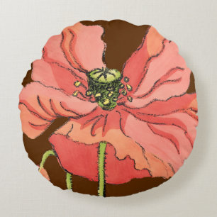 Coussins Ronds Grande fleur rose avec l'arrière - plan