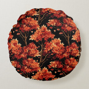 Coussins Ronds Graphique Motif sans couture Red Fall Maple Tree