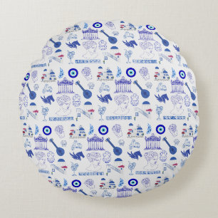 Coussins Ronds Grèce Bleu et Blanc