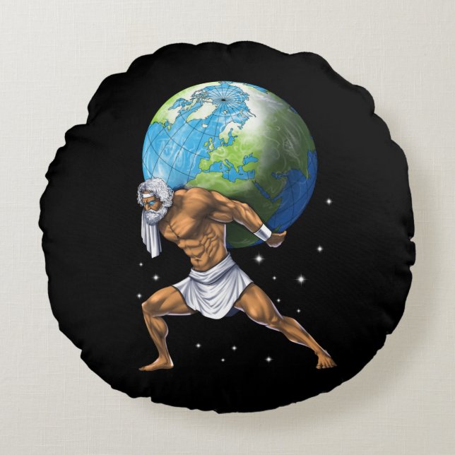 Coussins Ronds Greek Mythology God Atlas (Devant)