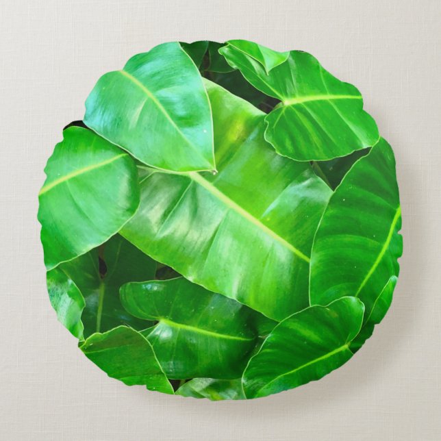 Coussins Ronds Green feuille Palm Leaf feuillage tropical jungle (Devant)