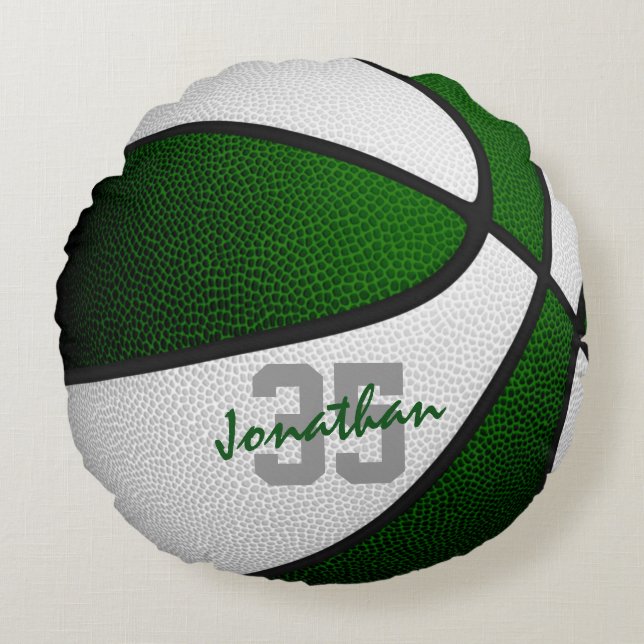 Coussins Ronds green white boys équipes couleurs basketball (Devant)