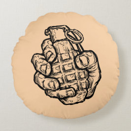 Coussins Ronds Grenade À La Main En Style Bande Dessinée