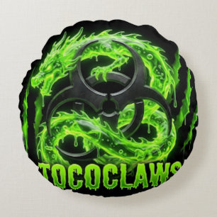 Coussins Ronds Griffes Toxiques Biohazard Dragon - Slime Vert Néo