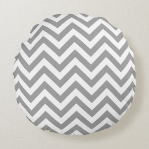 Coussins Ronds Gris foncé Blanc Grand Motif Chevron ZigZag