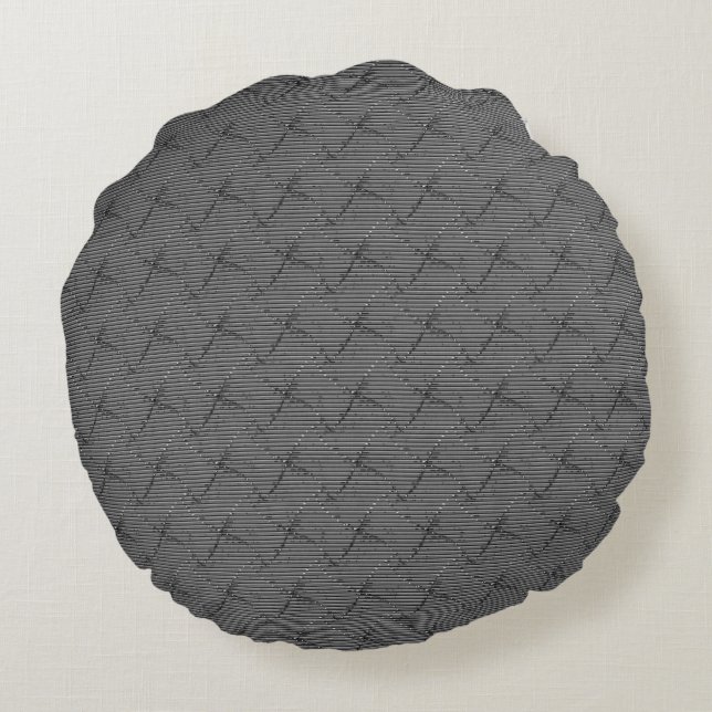 Coussins Ronds Gris tressé avec petites rayures et filé (Dos)